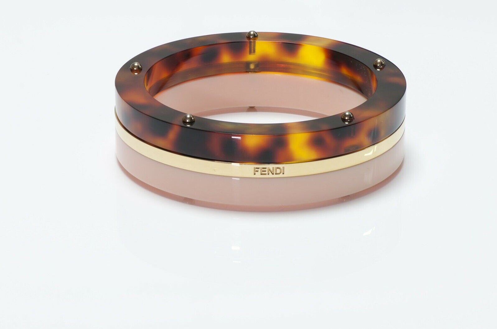 FENDI Pink Brown Lucite Bangle Bracelet