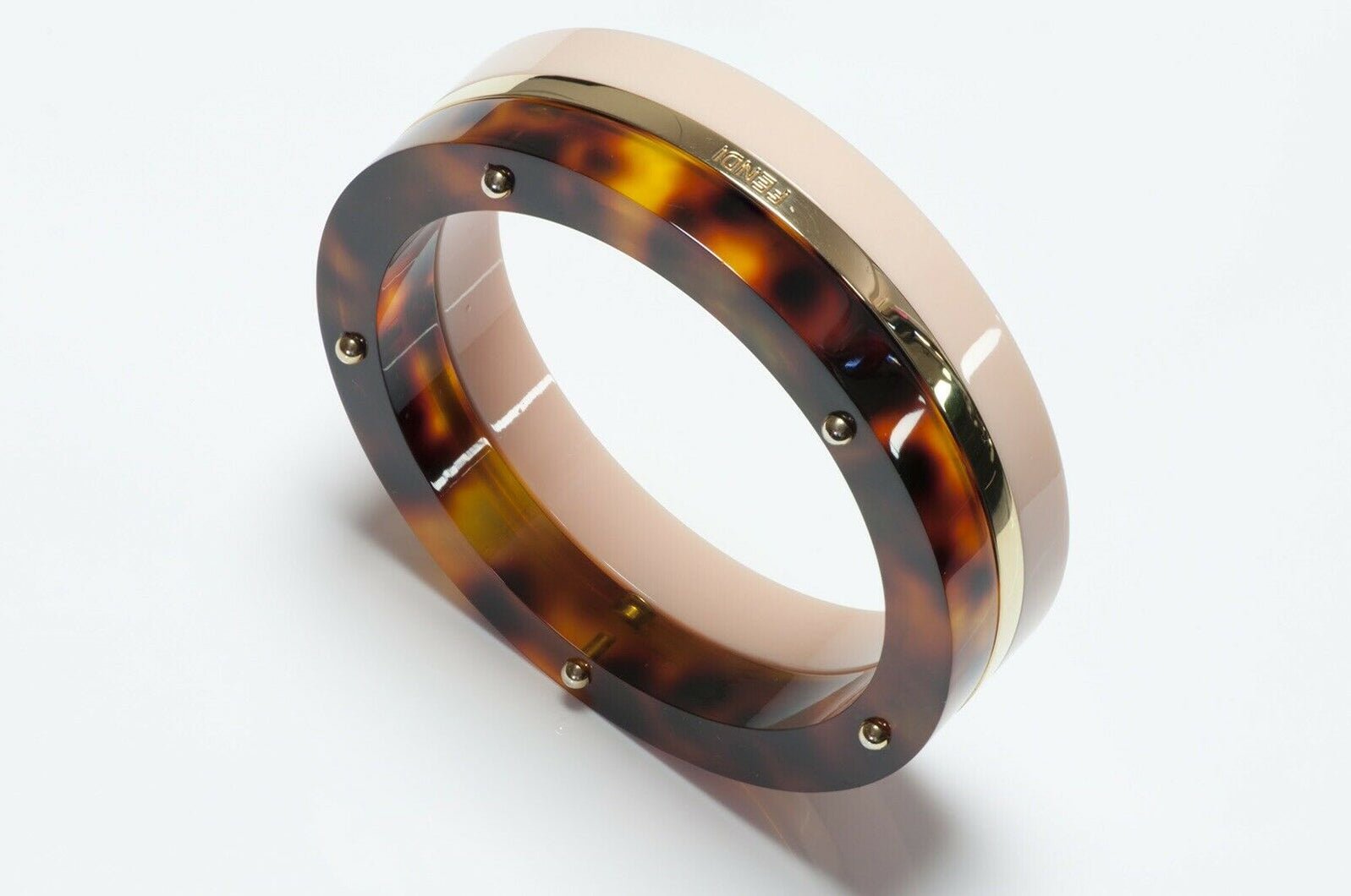 FENDI Pink Brown Lucite Bangle Bracelet