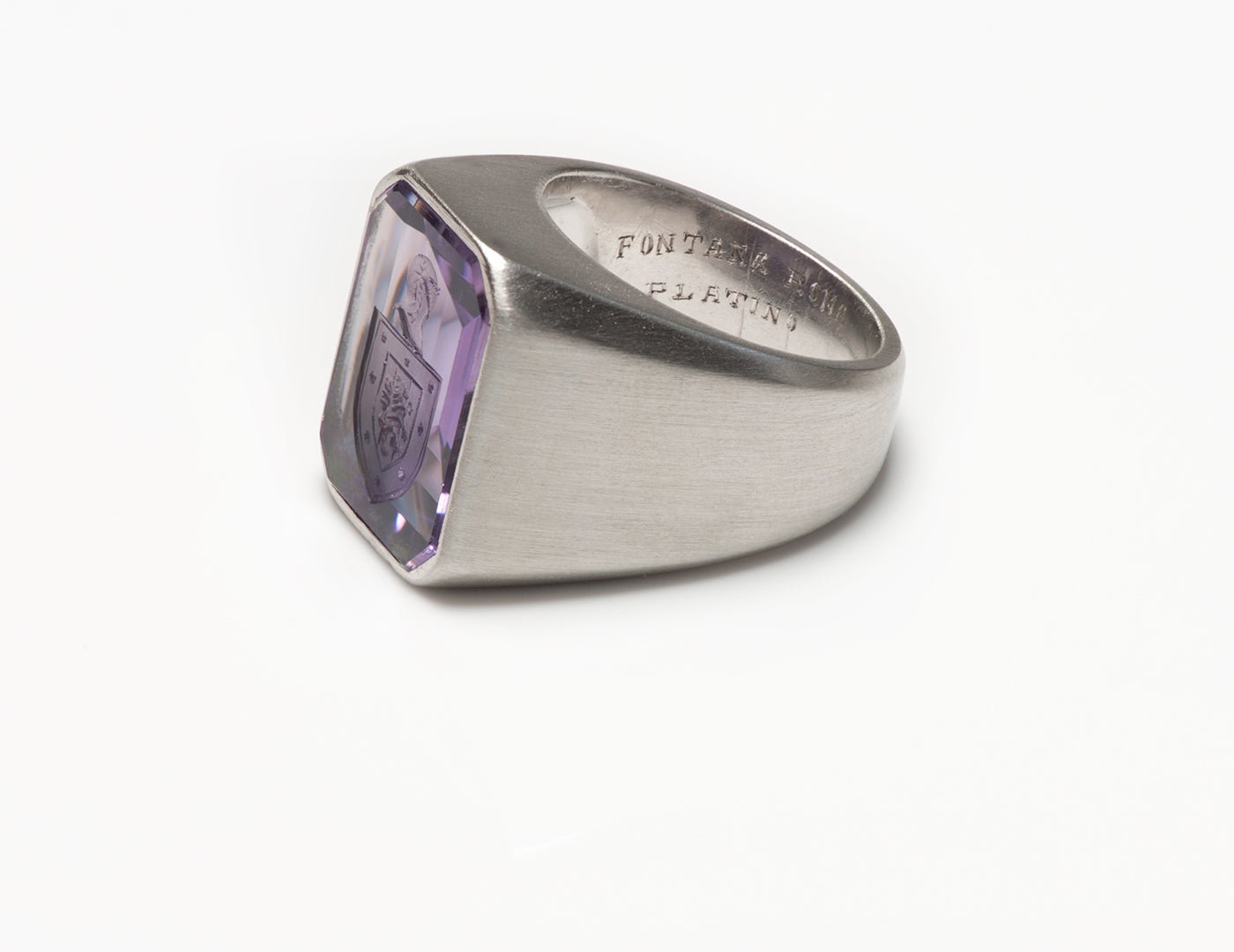 Fontana Roma Platinum Amethyst Crest Men’s Ring