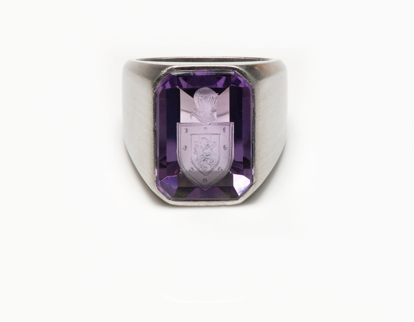 Fontana Roma Platinum Amethyst Crest Men’s Ring