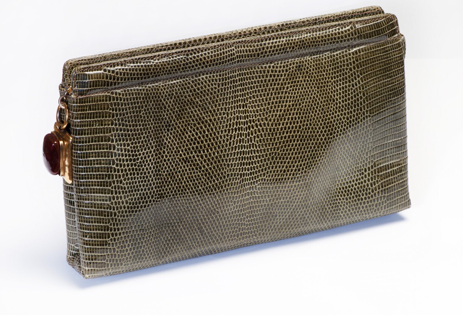 Frances Patiky Stein FPS 1980's Maison Gripoix Green Lizard Clutch Bag