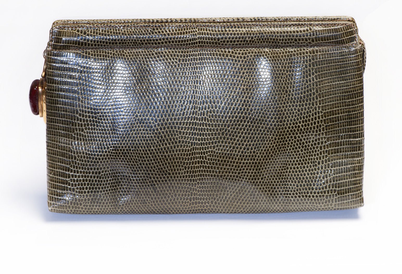 Frances Patiky Stein FPS 1980's Maison Gripoix Green Lizard Clutch Bag