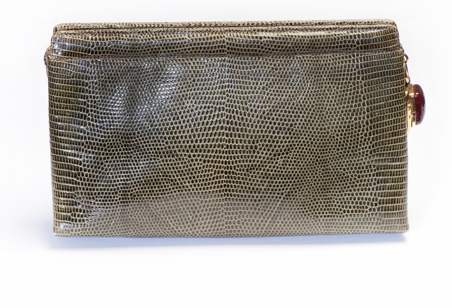 Frances Patiky Stein FPS 1980's Maison Gripoix Green Lizard Clutch Bag