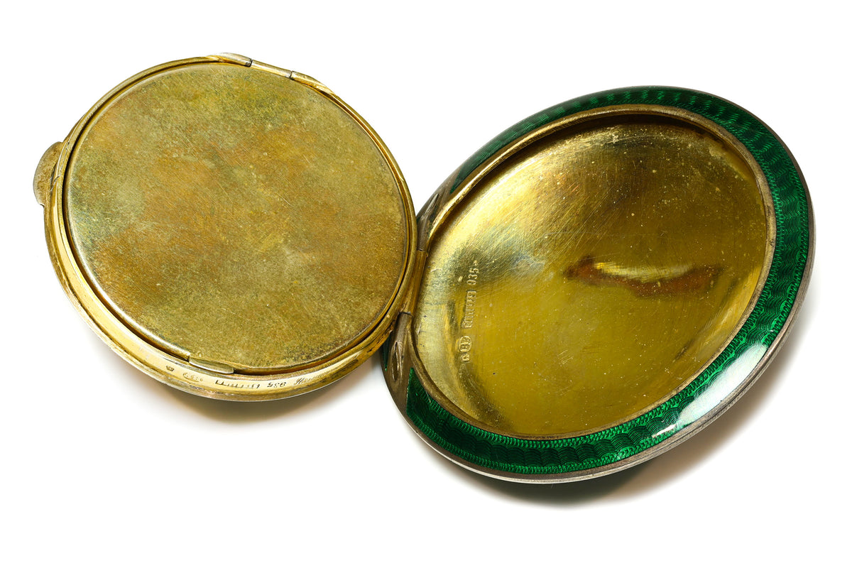 Art Deco Austrian Brüder Frank Plique-à-Jour Enamel Silver Compact