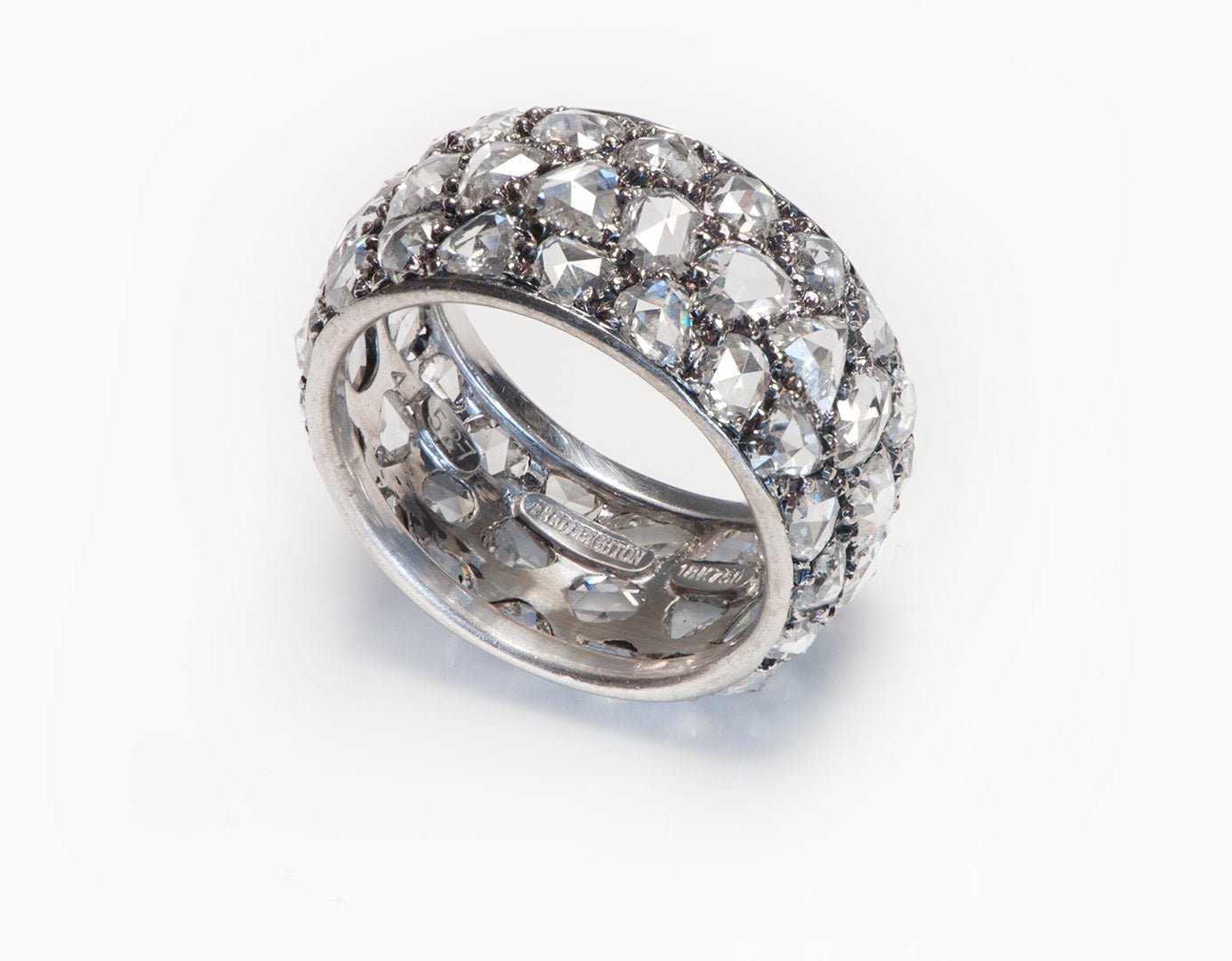 Fred Leighton 3 Row Rose Cut Diamond Gold Eternity Band