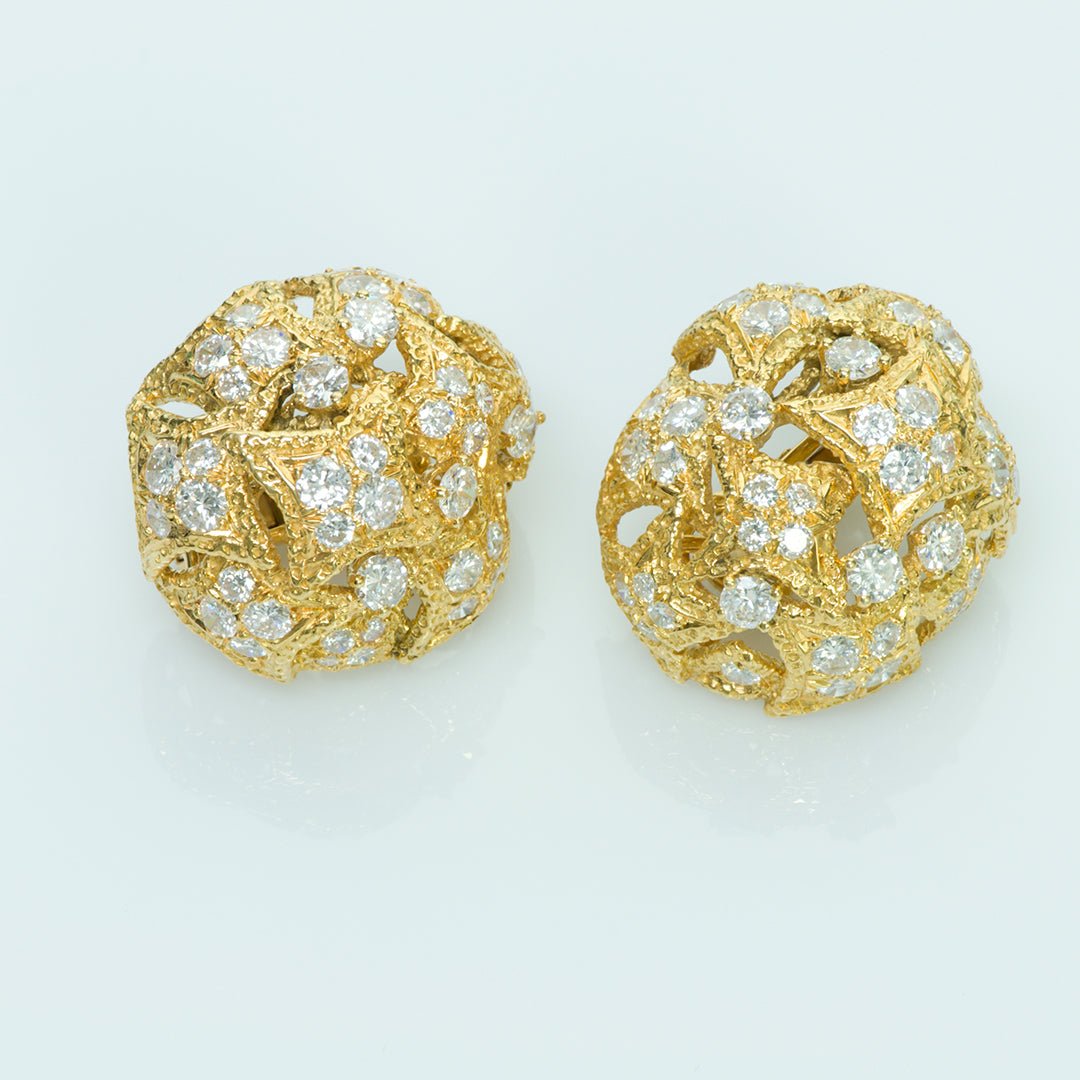 French 18K Gold Diamond Earrings
