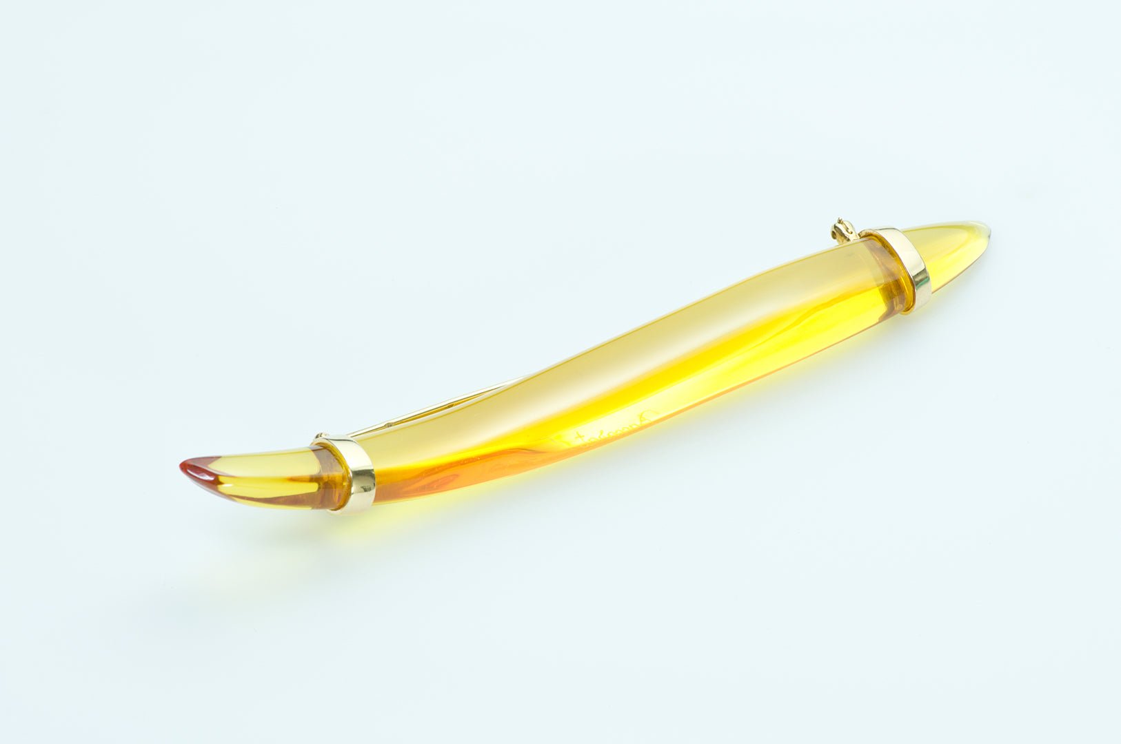 French Baccarat 18K Yellow Gold Glass Brooch