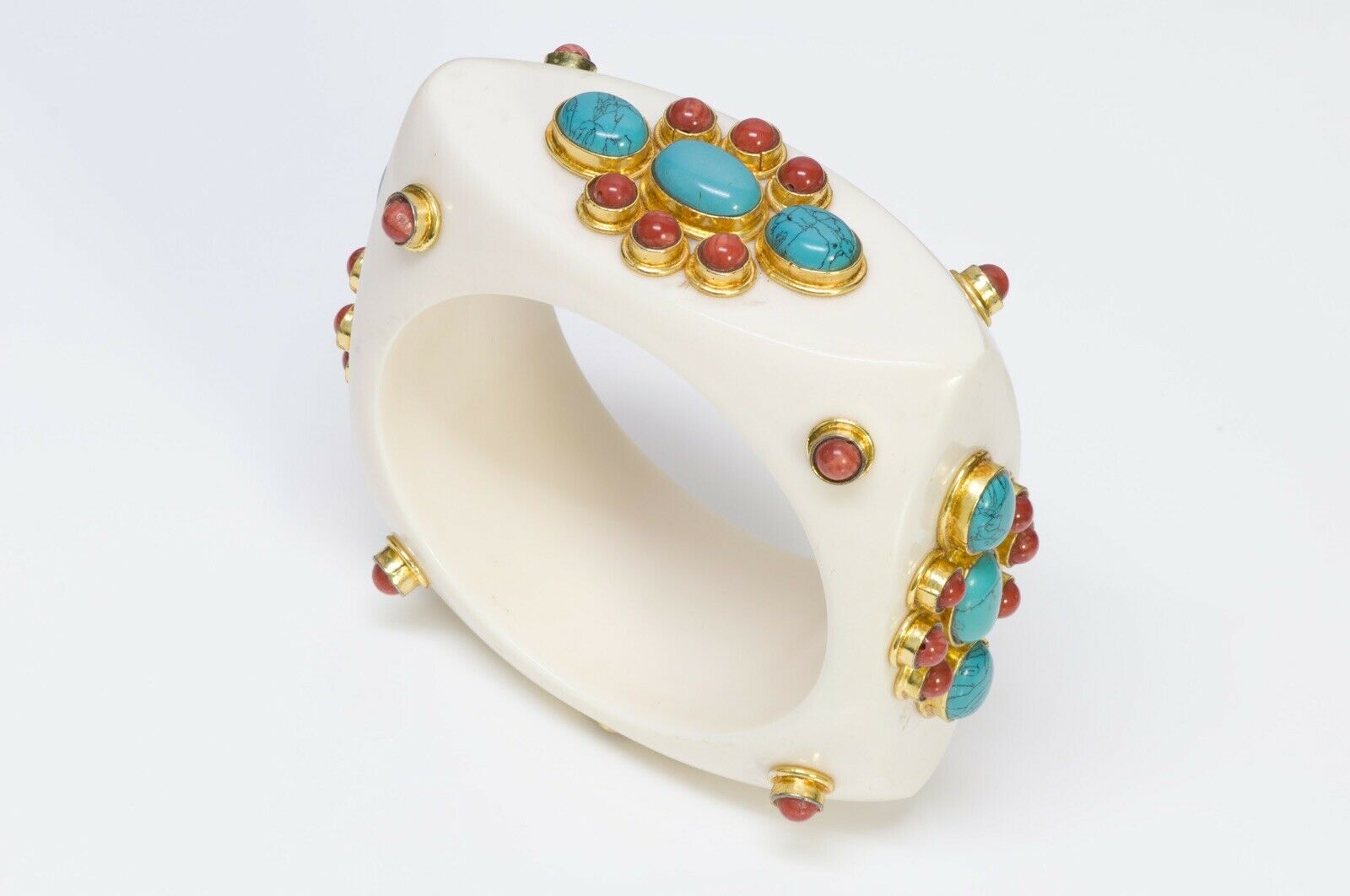 French Couture Faux Turquoise Bangle Bracelet