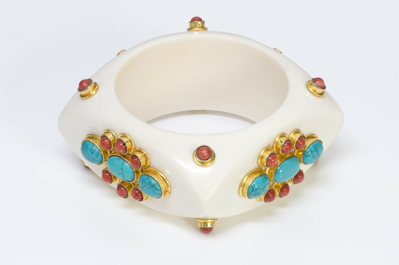 French Couture Faux Turquoise Bangle Bracelet
