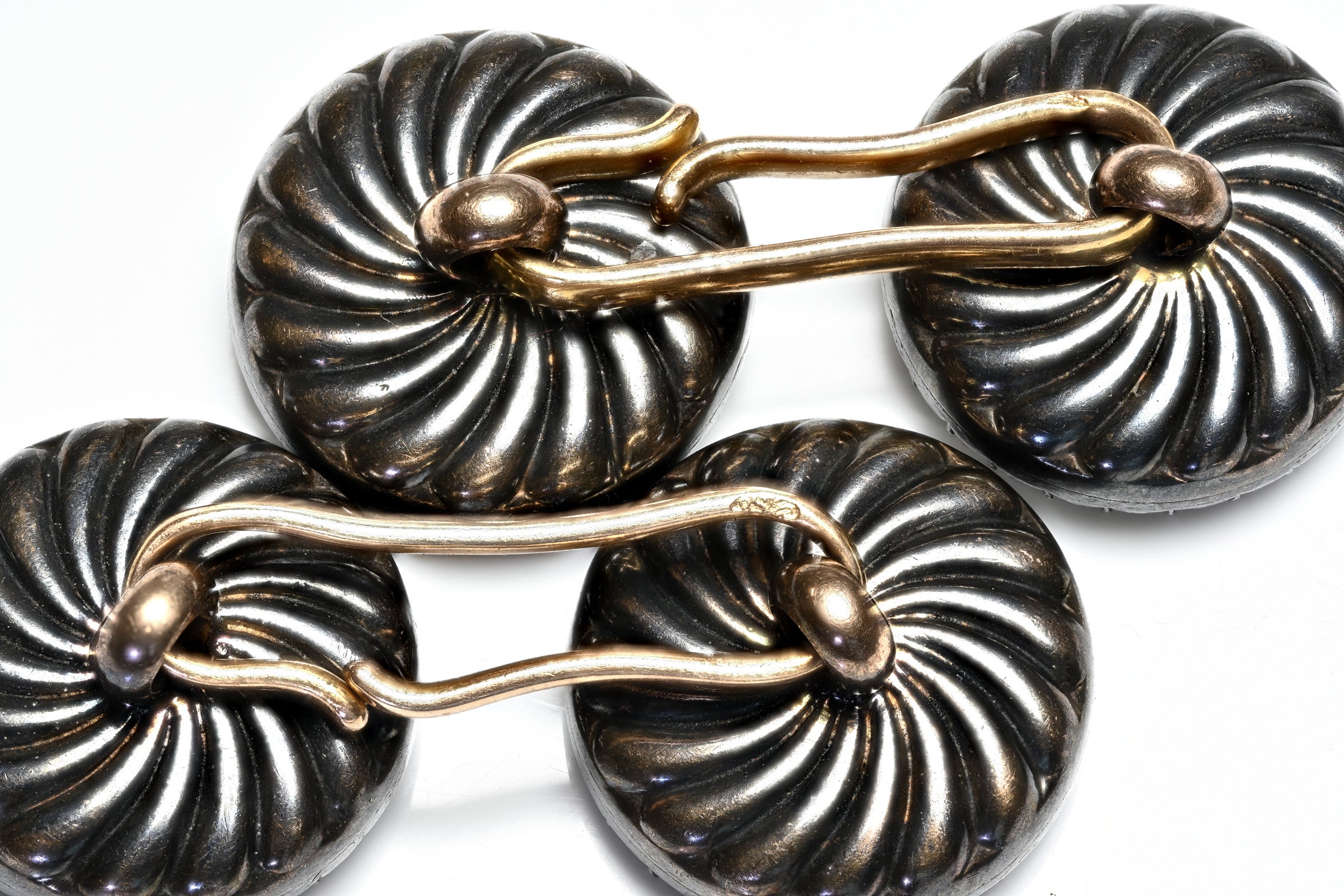 Antique French 18K Silver Scenic Agate Diamond Cufflinks