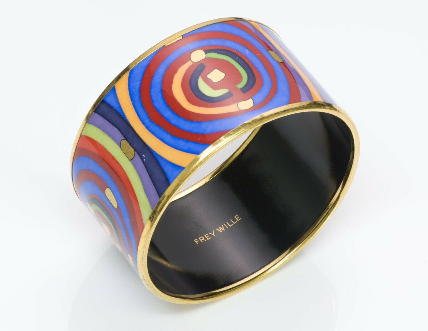 Frey Wille Hundertwasser Diva “Spiral of Life” Wide Enamel Bangle Bracelet