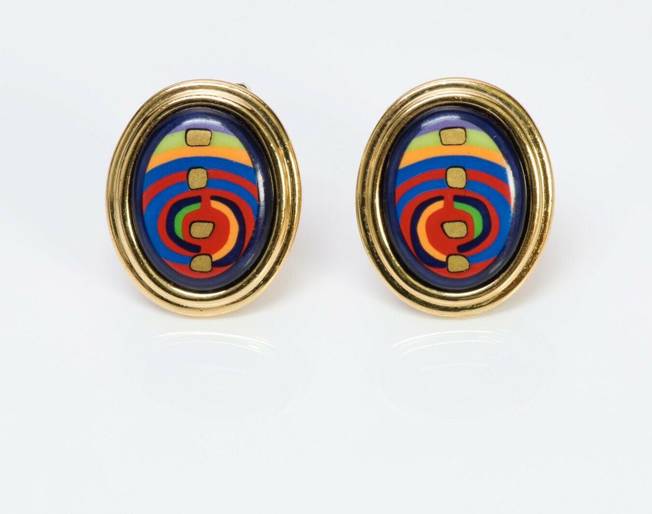 Frey Wille Hundertwasser “Spiral of Life” Enamel Earrings