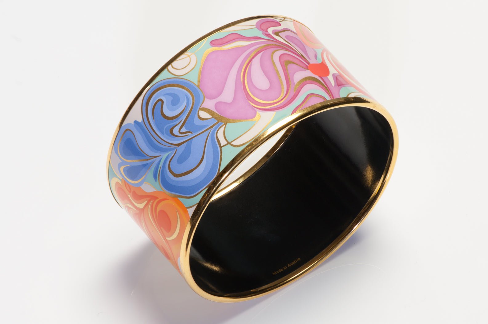 FREYWILLE Floral Symphony Wide Pink Blue Red Purple Enamel Bangle Bracelet
