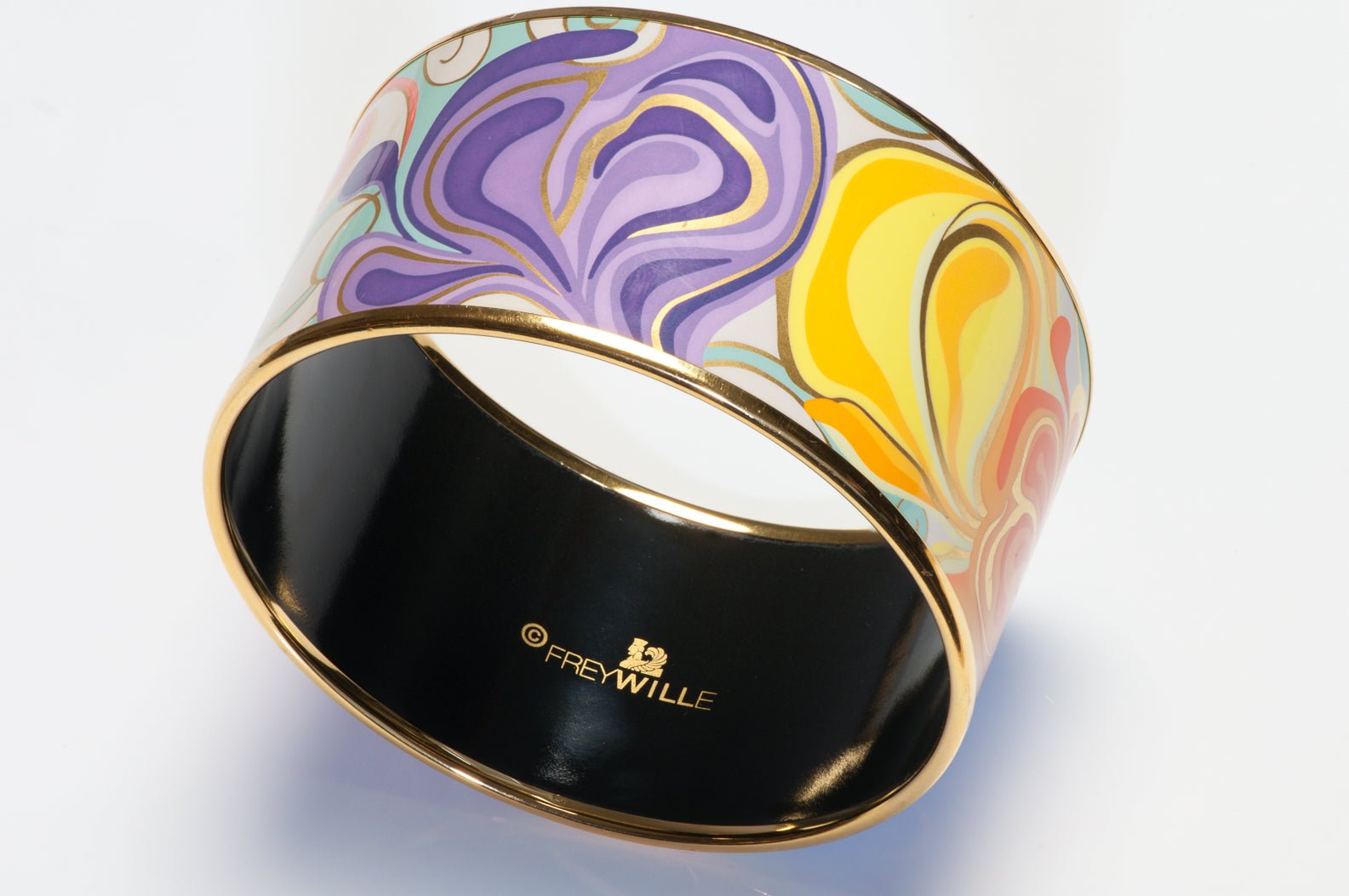 FREYWILLE Floral Symphony Wide Pink Blue Red Purple Enamel Bangle Bracelet