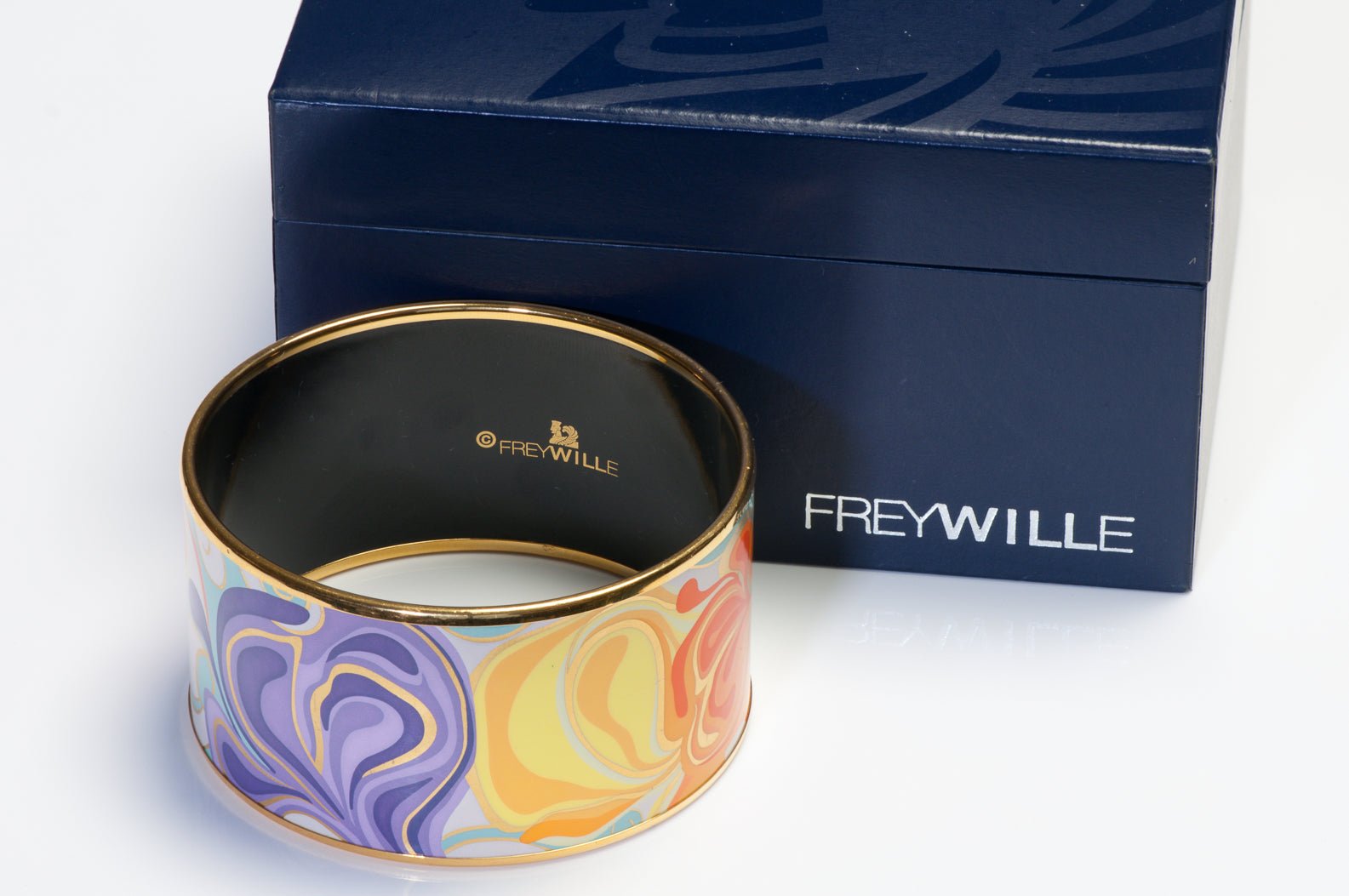 FREYWILLE Floral Symphony Wide Pink Blue Red Purple Enamel Bangle Bracelet