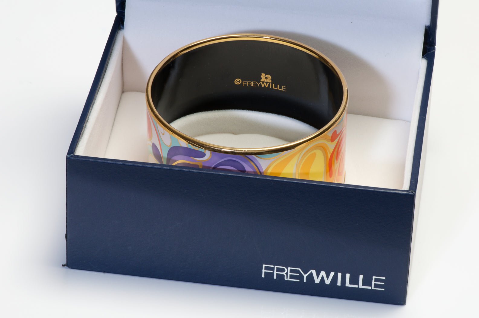 FREYWILLE Floral Symphony Wide Pink Blue Red Purple Enamel Bangle Bracelet