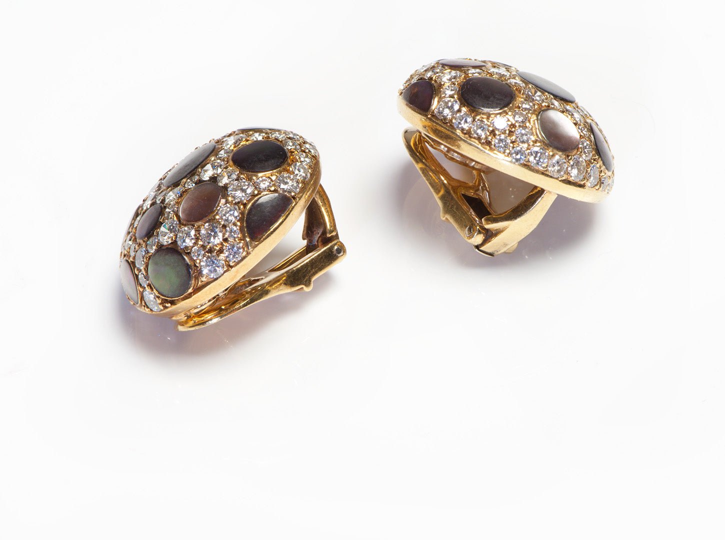 Gemlok Gold Diamond Pearl Earrings