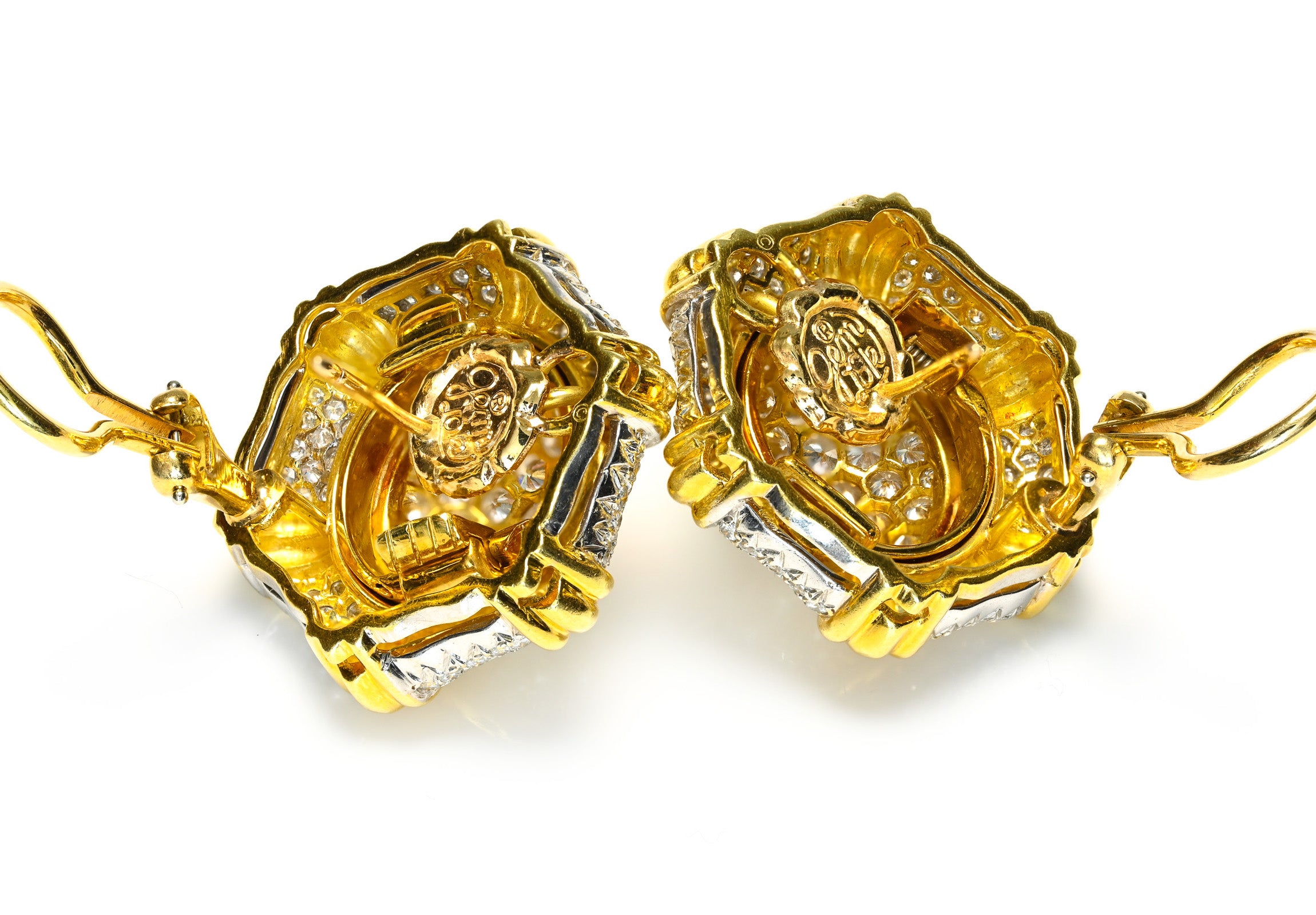 Gemlok 18K Yellow Gold Natural Diamond Earrings clip on
