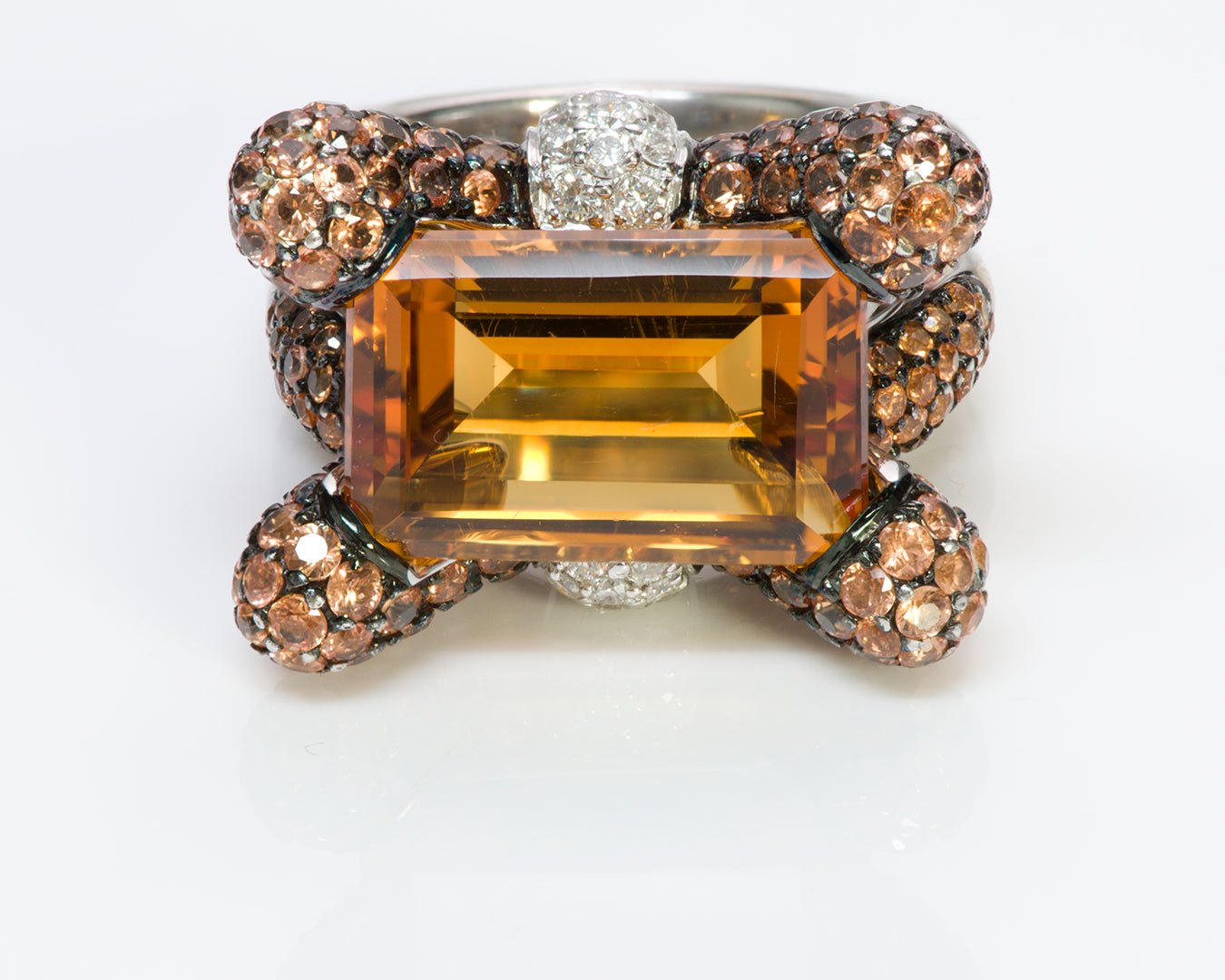 Gemstone Citrine Diamond 18K Gold Ring