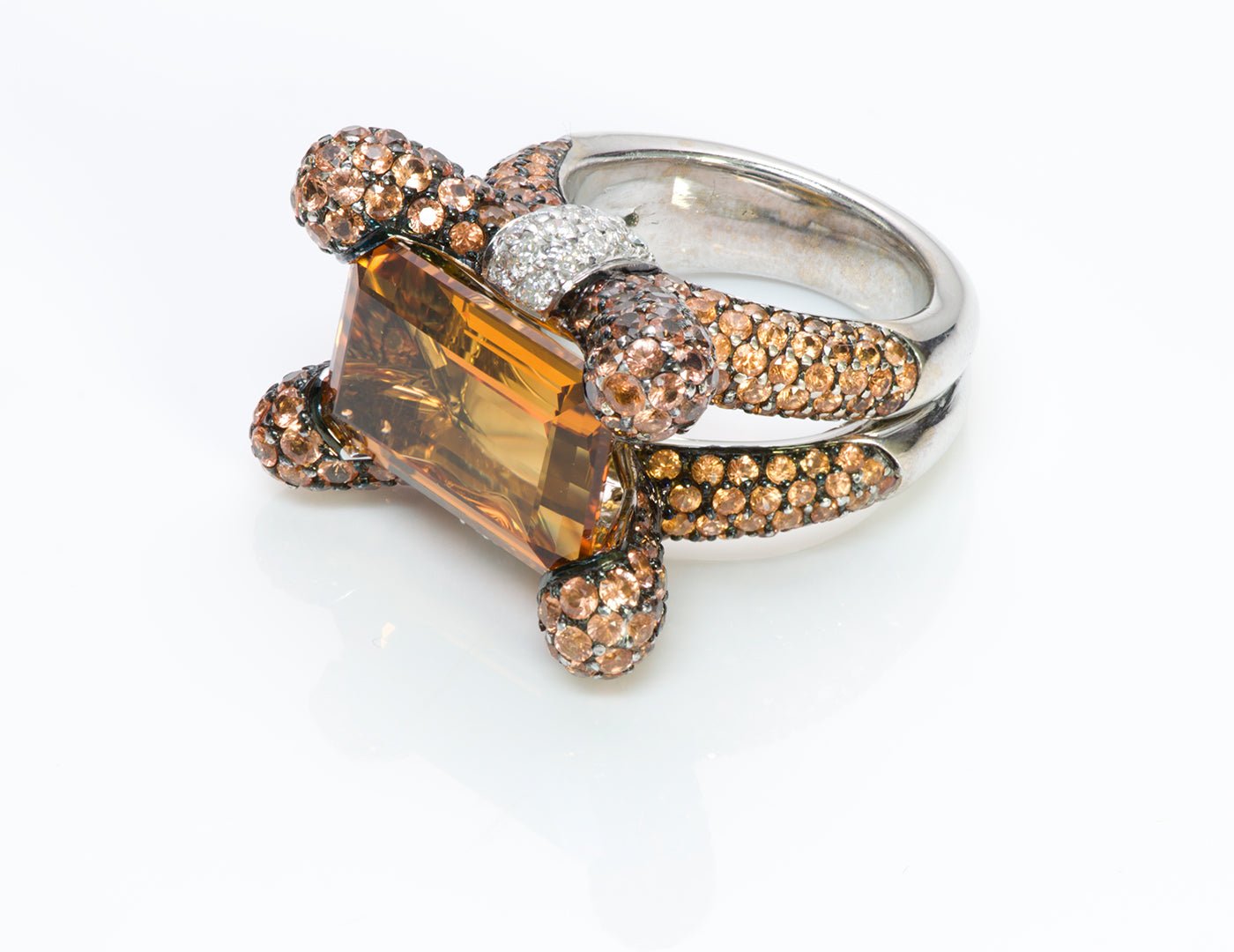 Gemstone Citrine Diamond 18K Gold Ring
