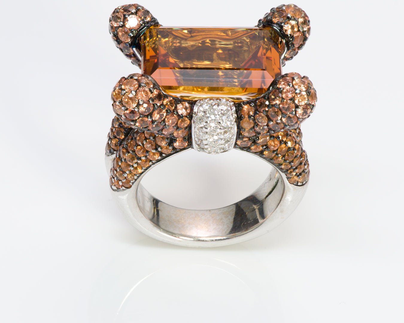 Gemstone Citrine Diamond 18K Gold Ring