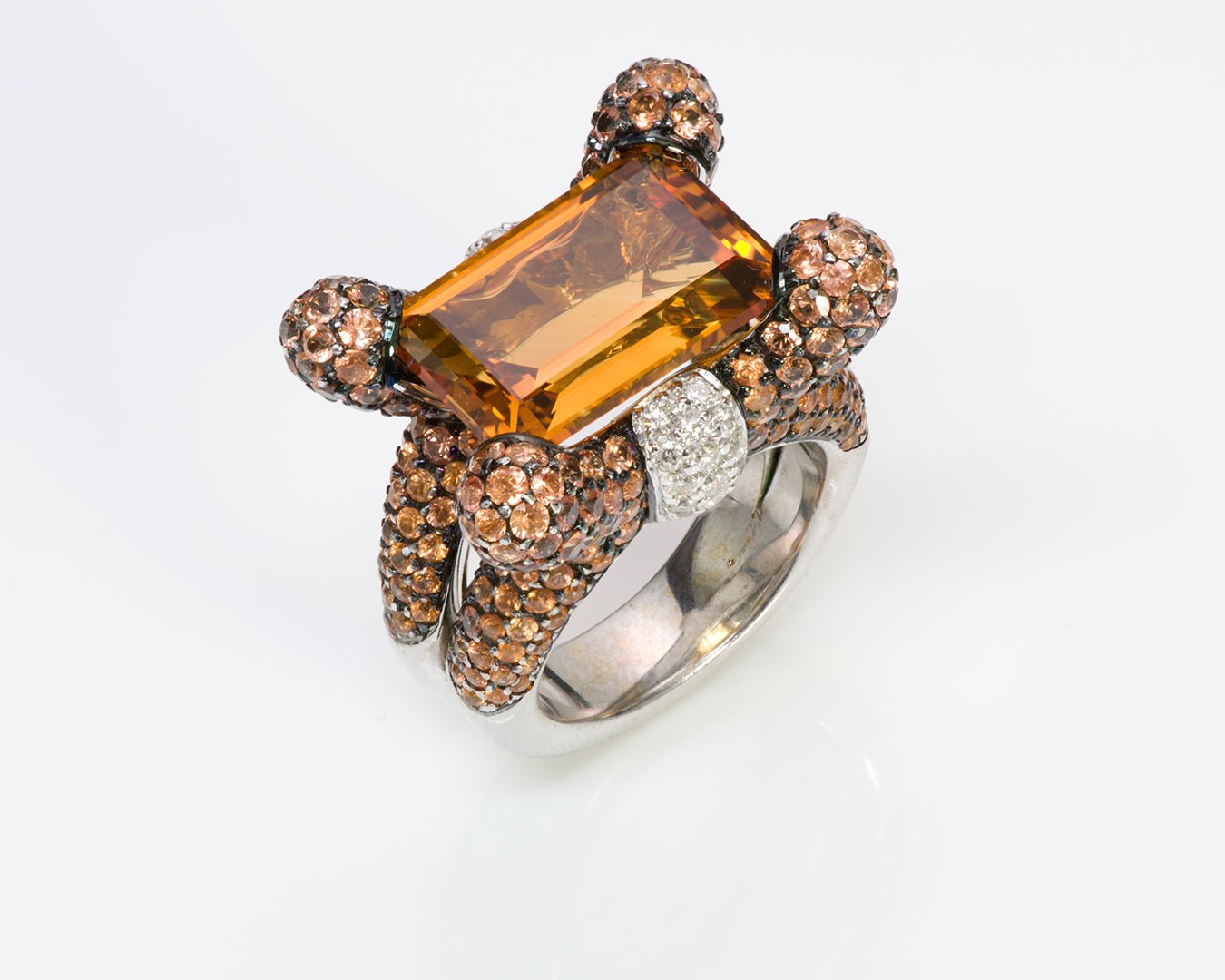 Gemstone Citrine Diamond 18K Gold Ring
