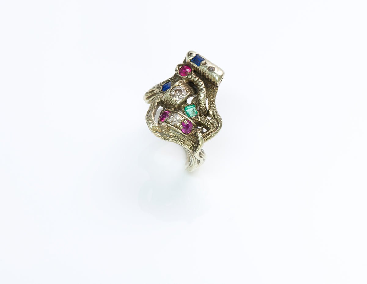 Gemstone Snake Gold Ring