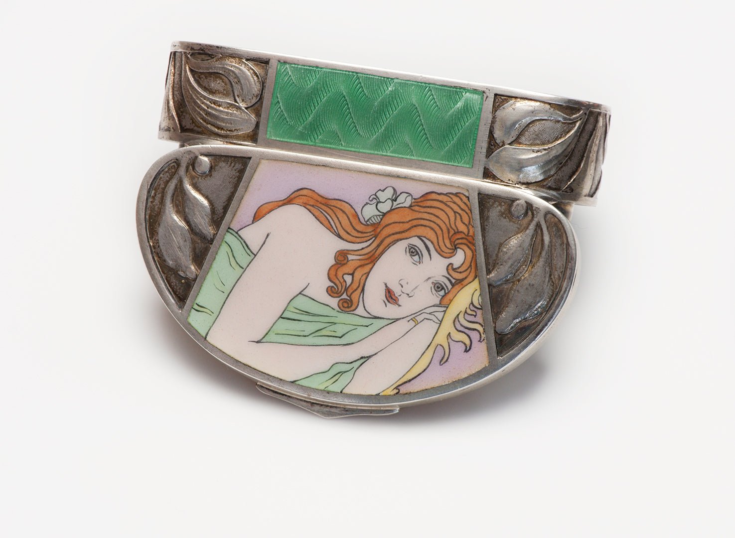 Georg Adam Scheid by Josef Maria Auchentaller Art Nouveau Silver Portrait Enamel Box