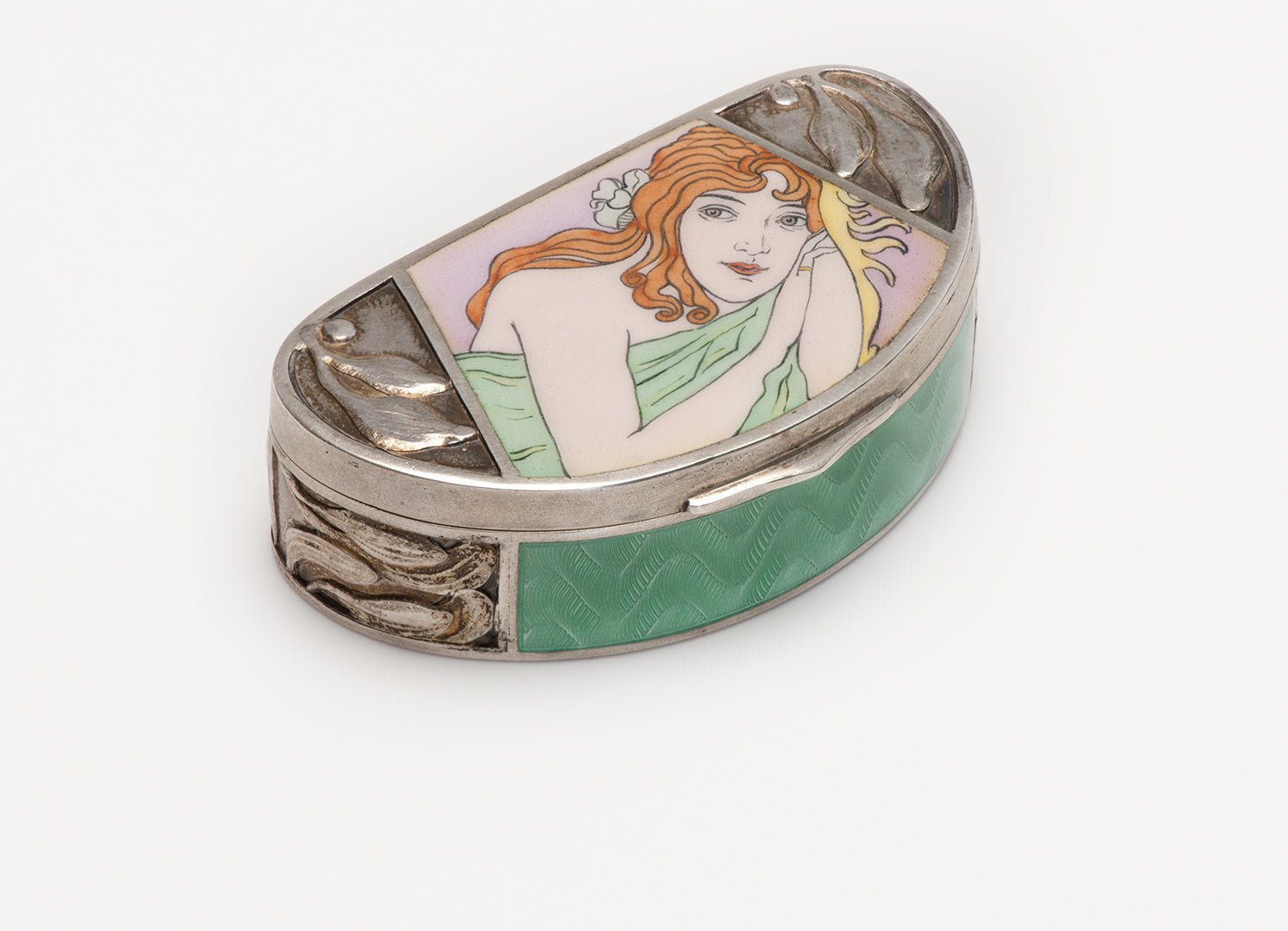 Georg Adam Scheid by Josef Maria Auchentaller Art Nouveau Silver Portrait Enamel Box