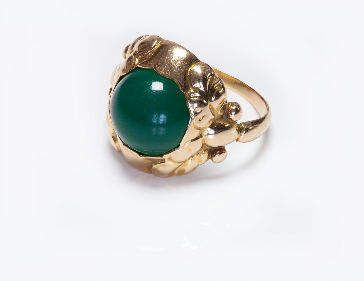 Georg Jensen 18K Gold Green Onyx Ring 111