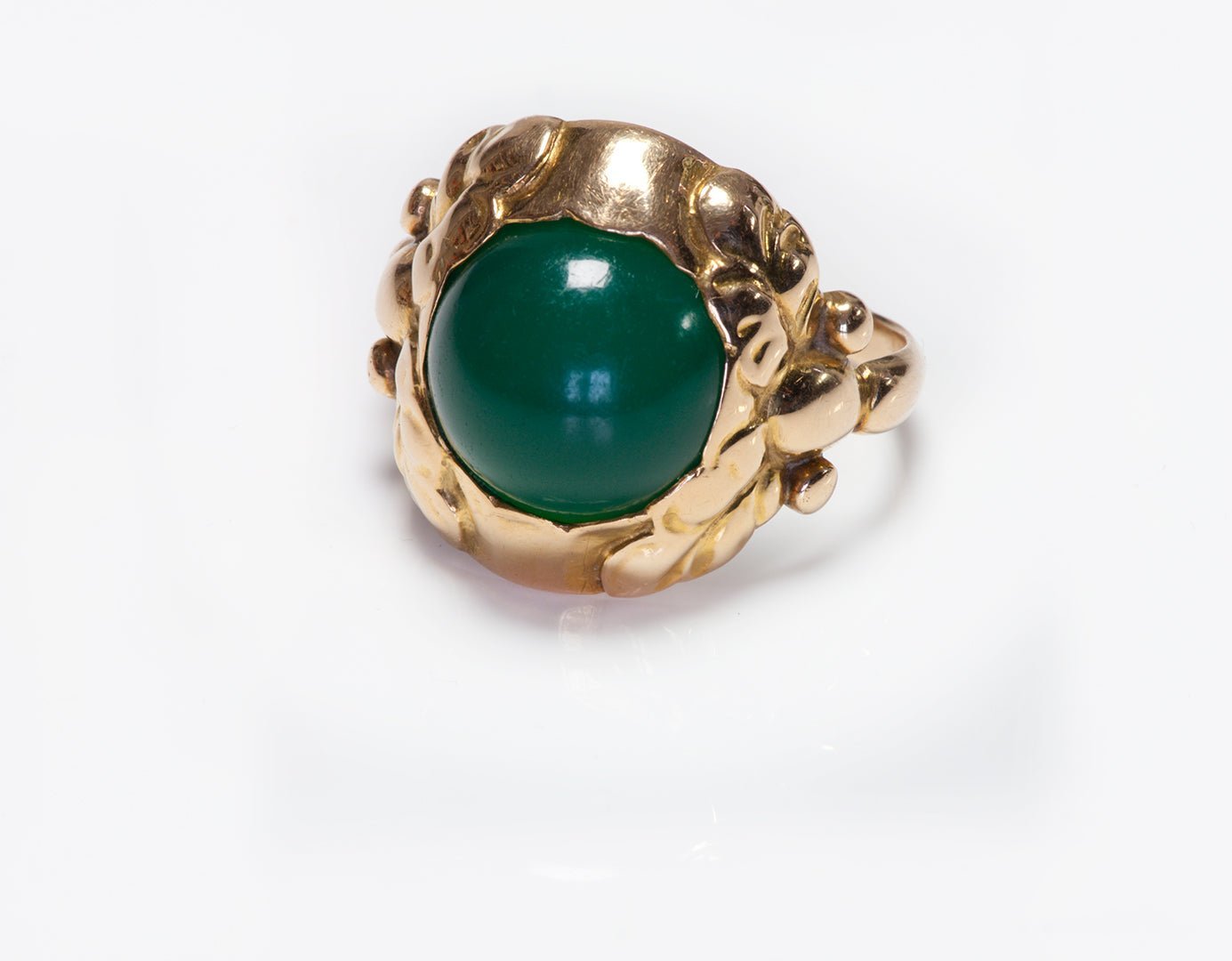 Georg Jensen 18K Gold Green Onyx Ring 111