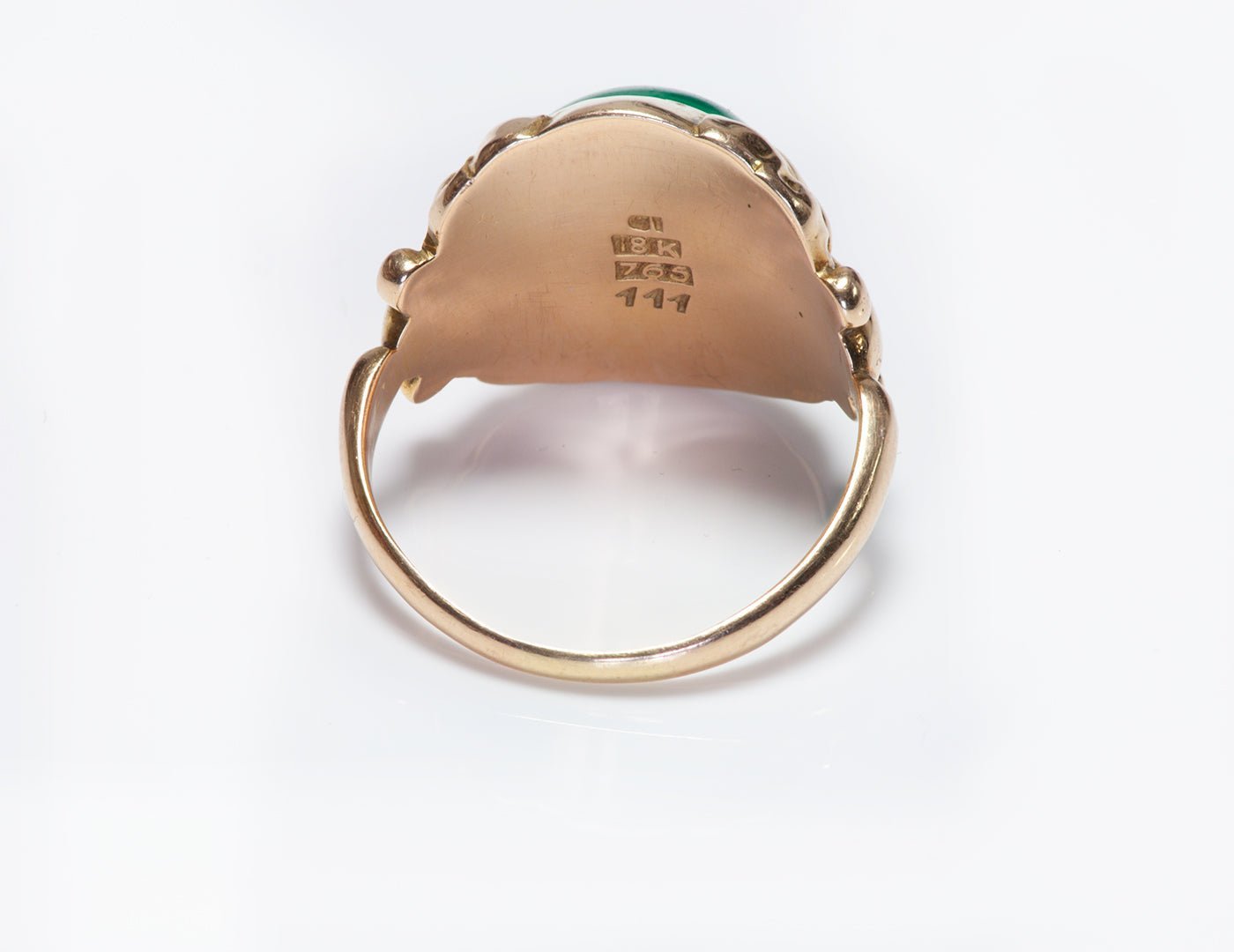 Georg Jensen 18K Gold Green Onyx Ring 111