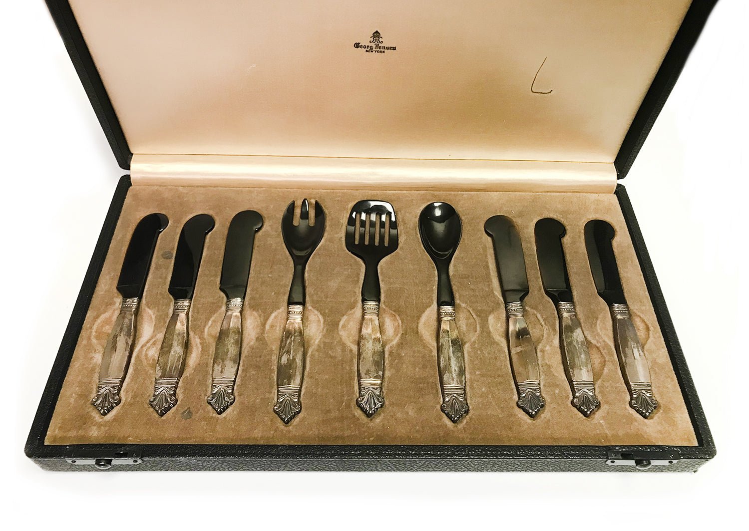 Georg Jensen Acanthus Silver Horn Caviar Set