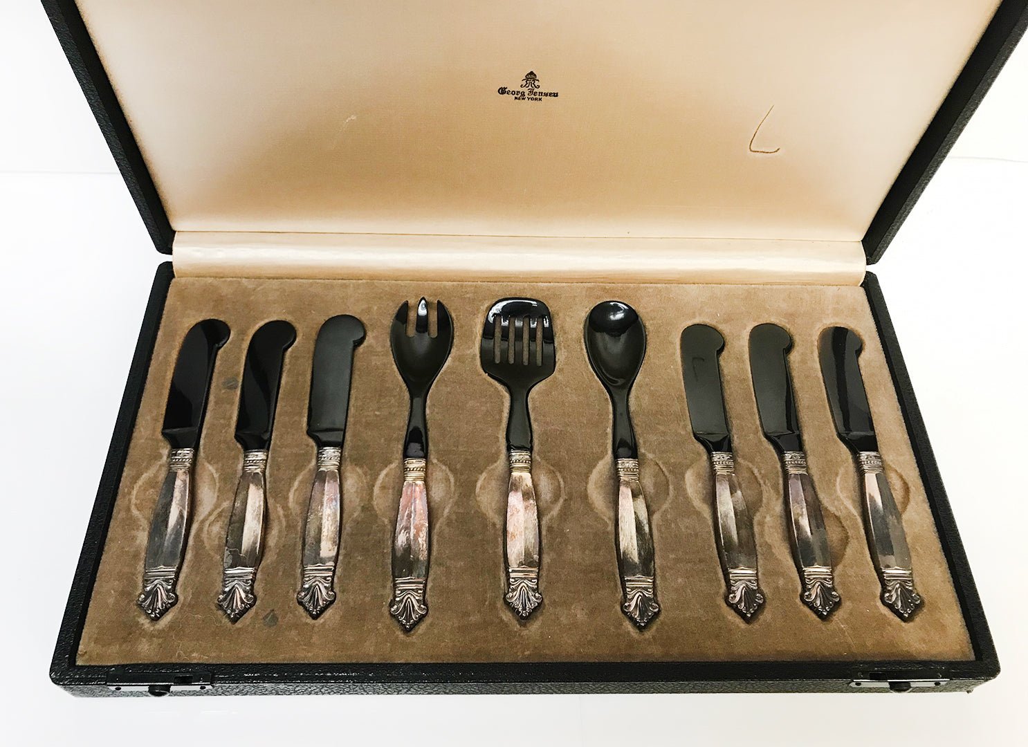 Georg Jensen Acanthus Silver Horn Caviar Set
