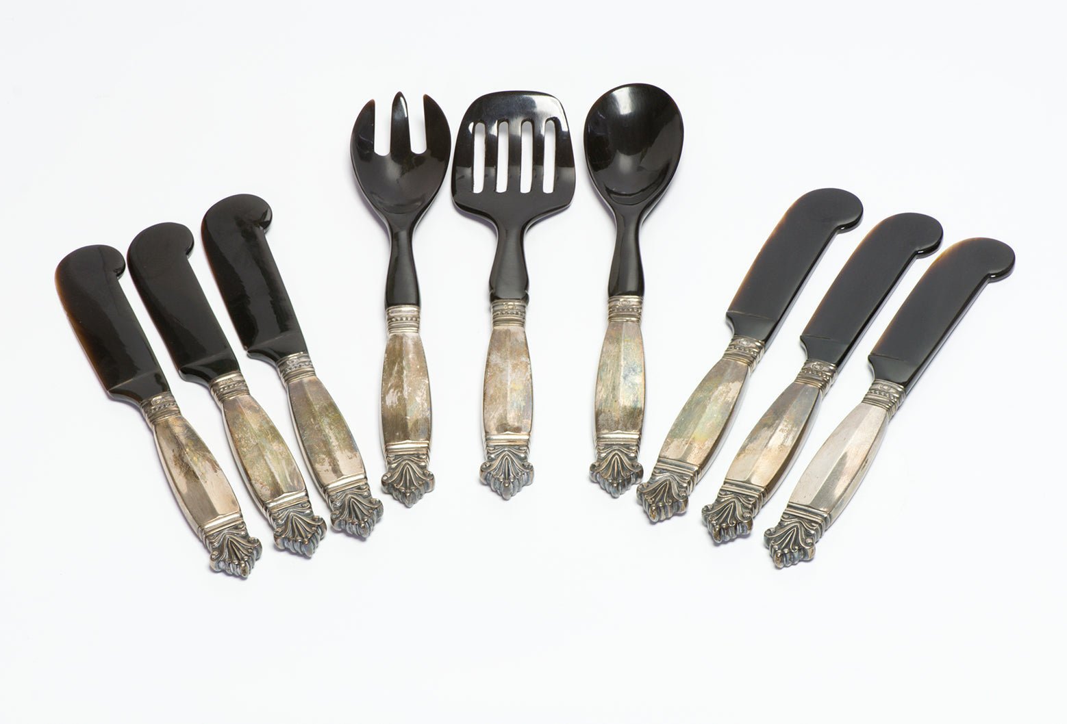 Georg Jensen Acanthus Silver Horn Caviar Set