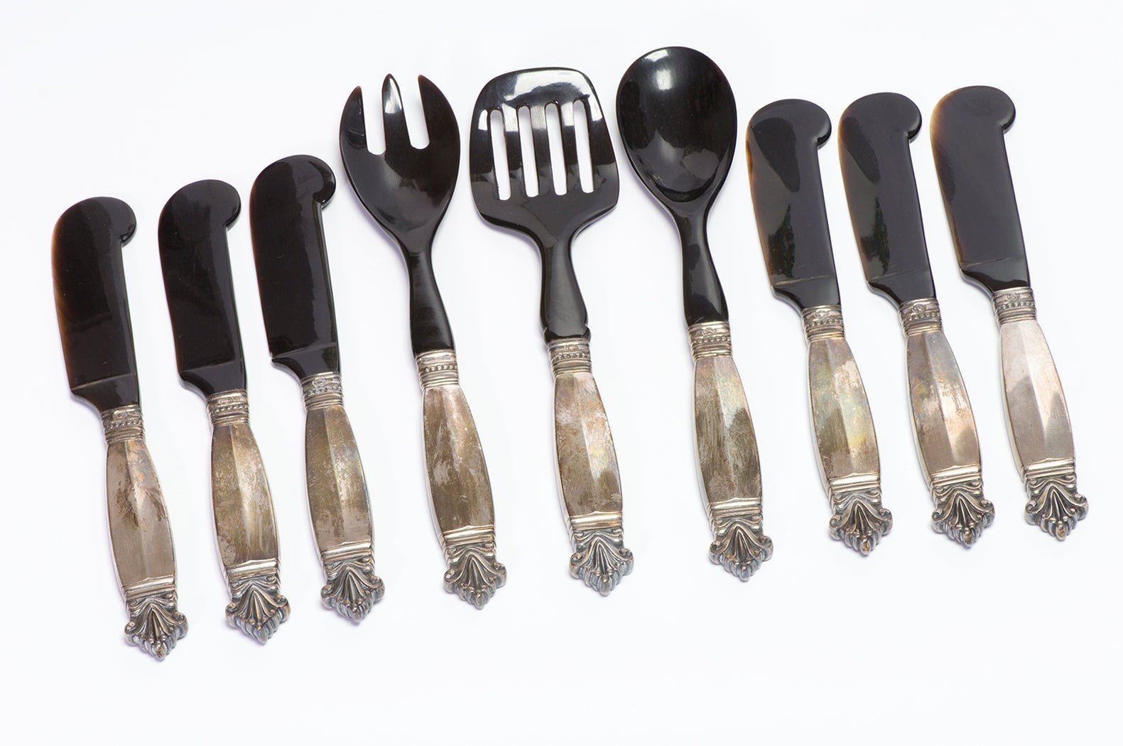Georg Jensen Acanthus Silver Horn Caviar Set