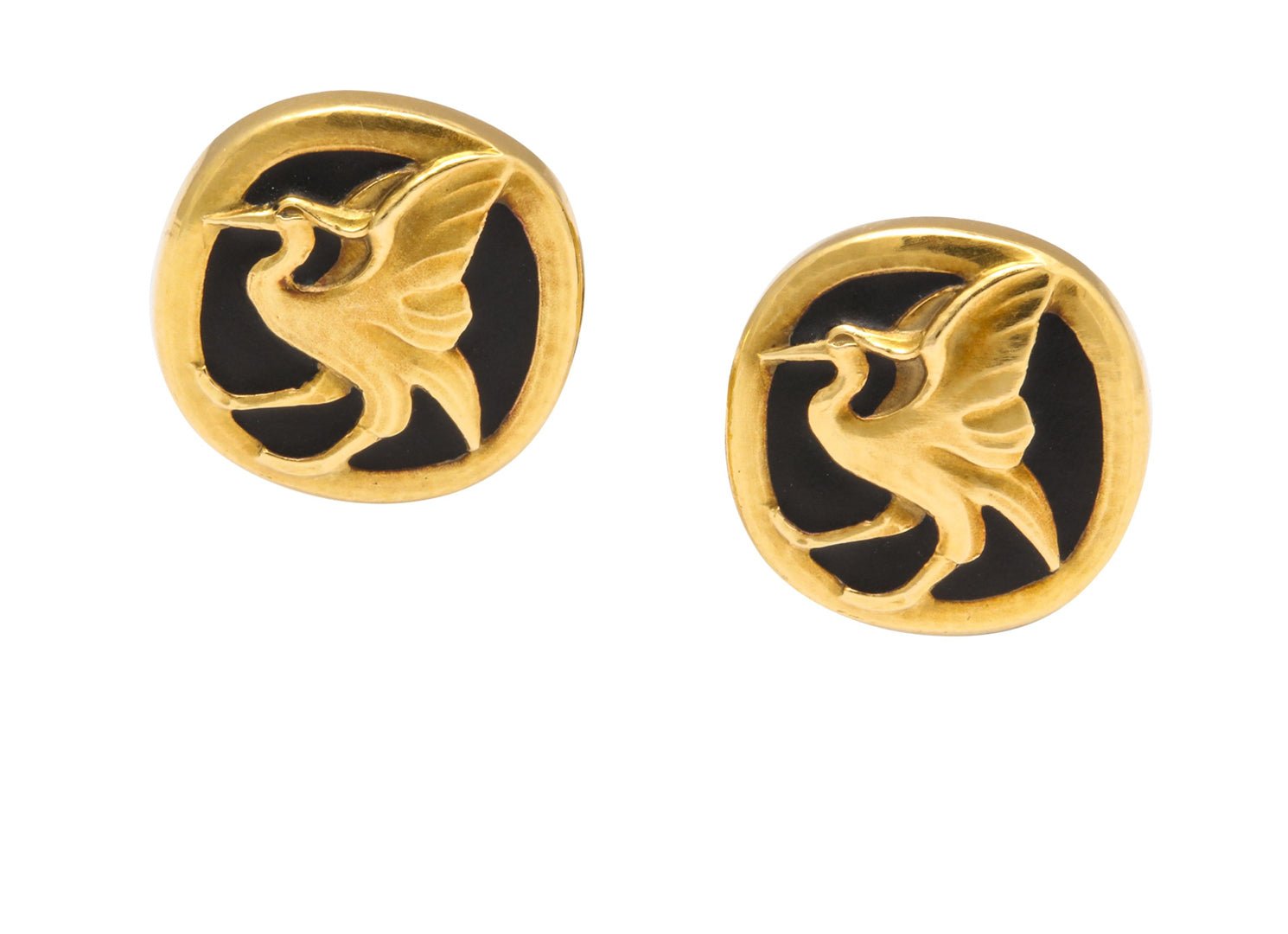 Georg Jensen Black Matte Enamel 18K Gold Cufflinks
