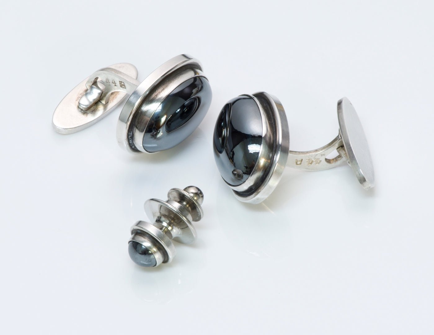 Georg Jensen Hematite Cufflinks & Tie Pin 44A