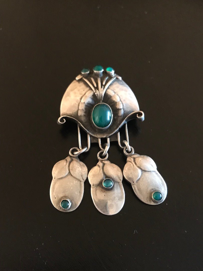Georg Jensen Silver Chrysoprase Brooch 153