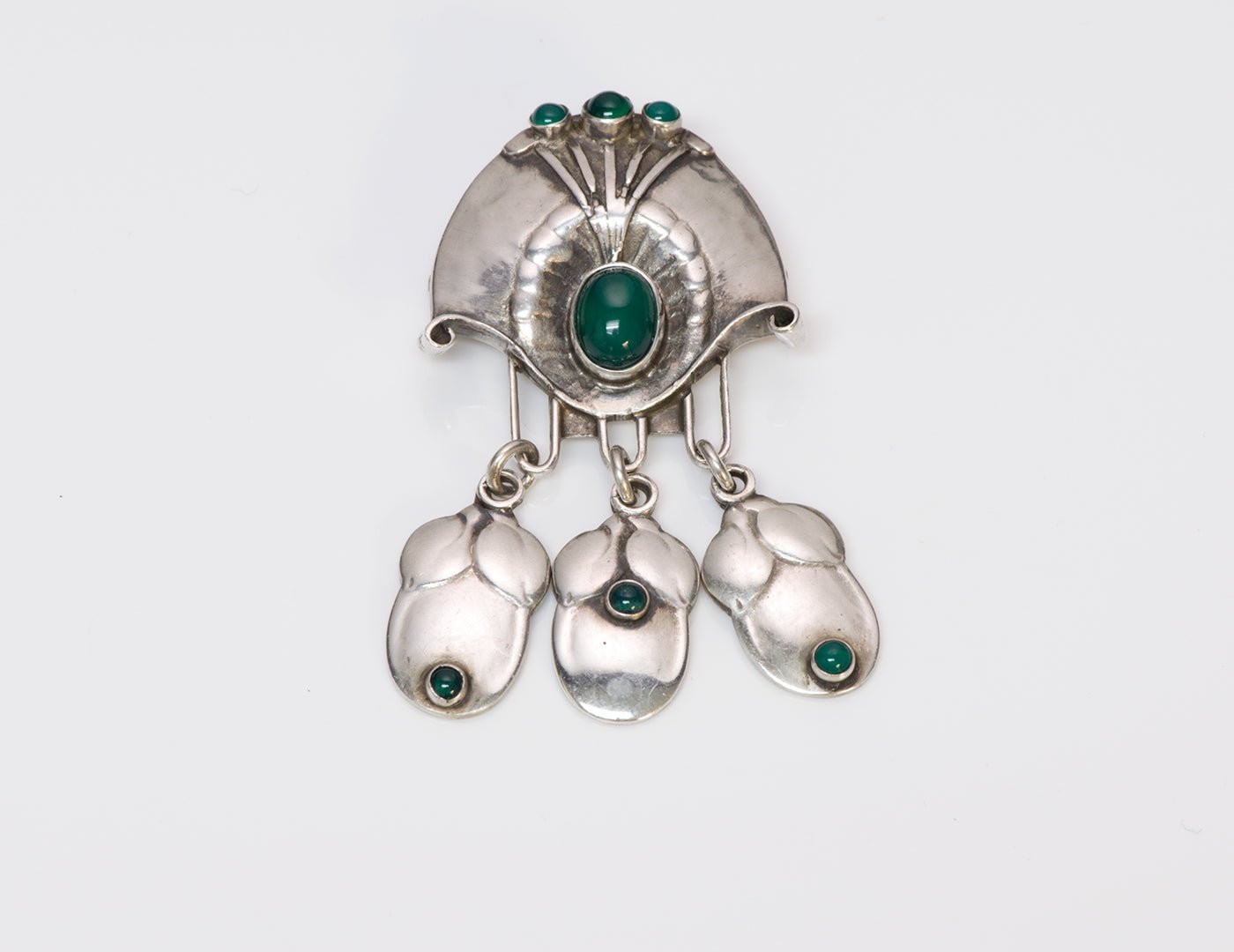 Georg Jensen Silver Chrysoprase Brooch 153