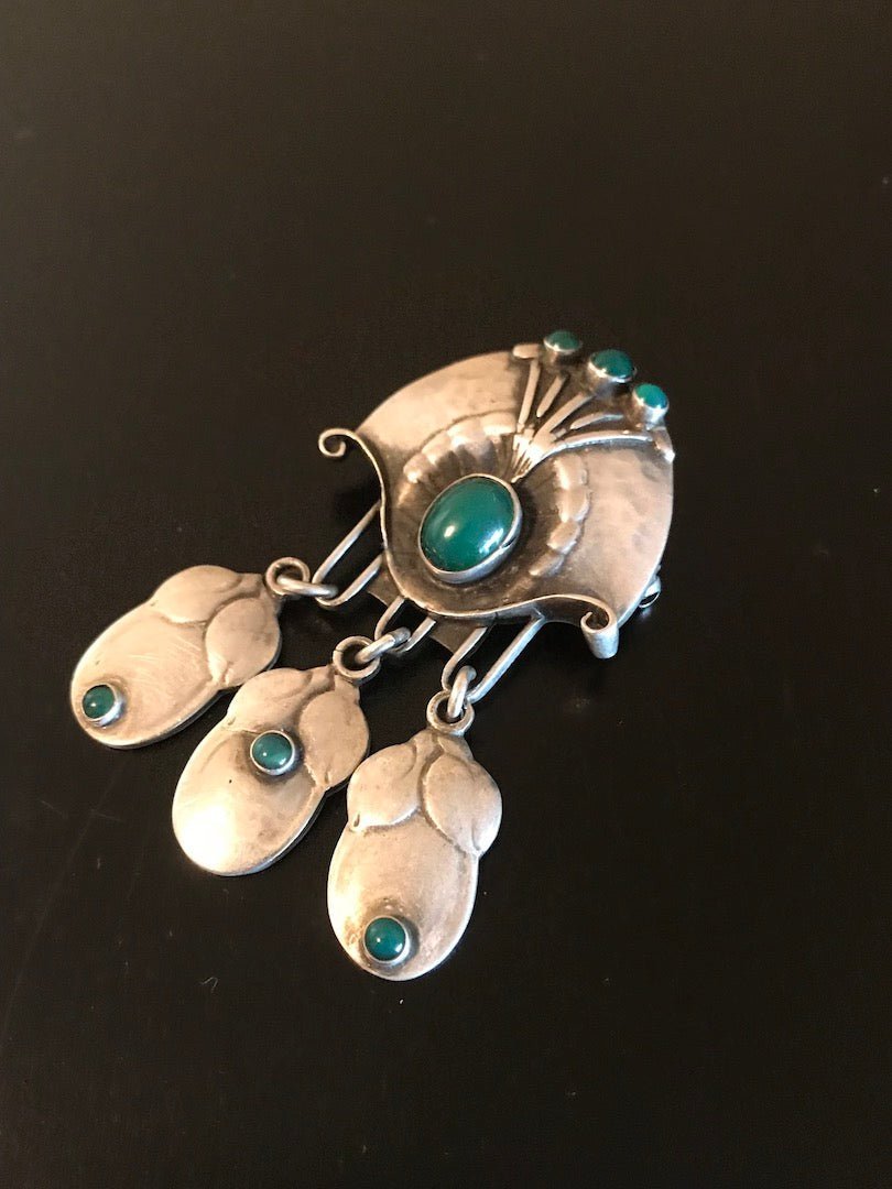 Georg Jensen Silver Chrysoprase Brooch 153