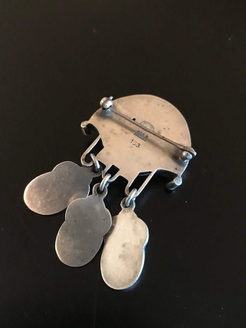 Georg Jensen Silver Chrysoprase Brooch 153