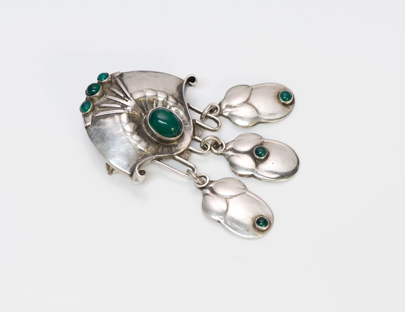 Georg Jensen Silver Chrysoprase Brooch 153