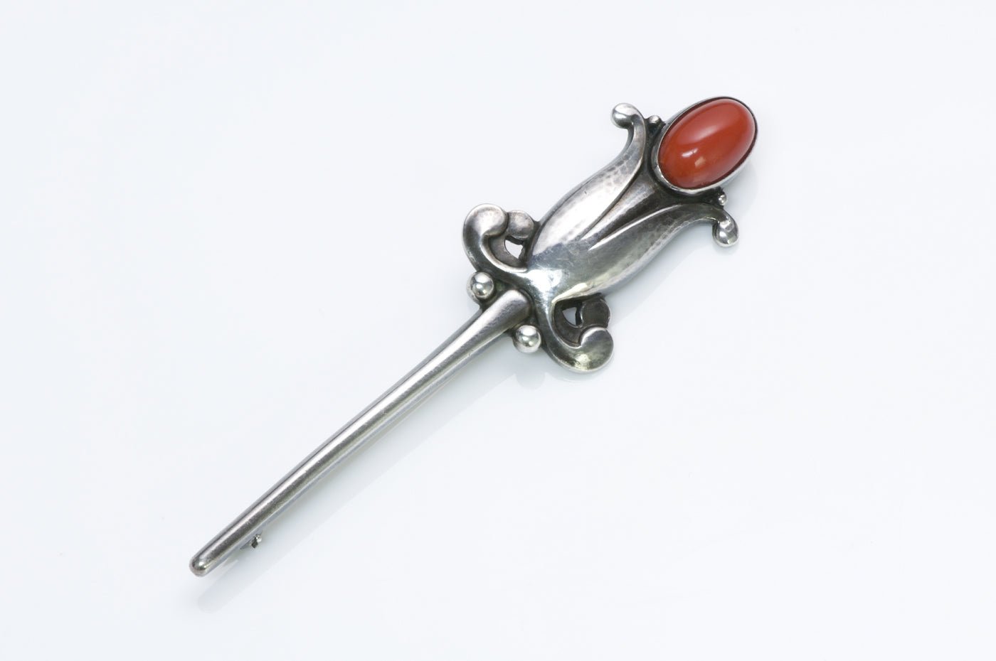 Georg Jensen Silver Coral Pin 121