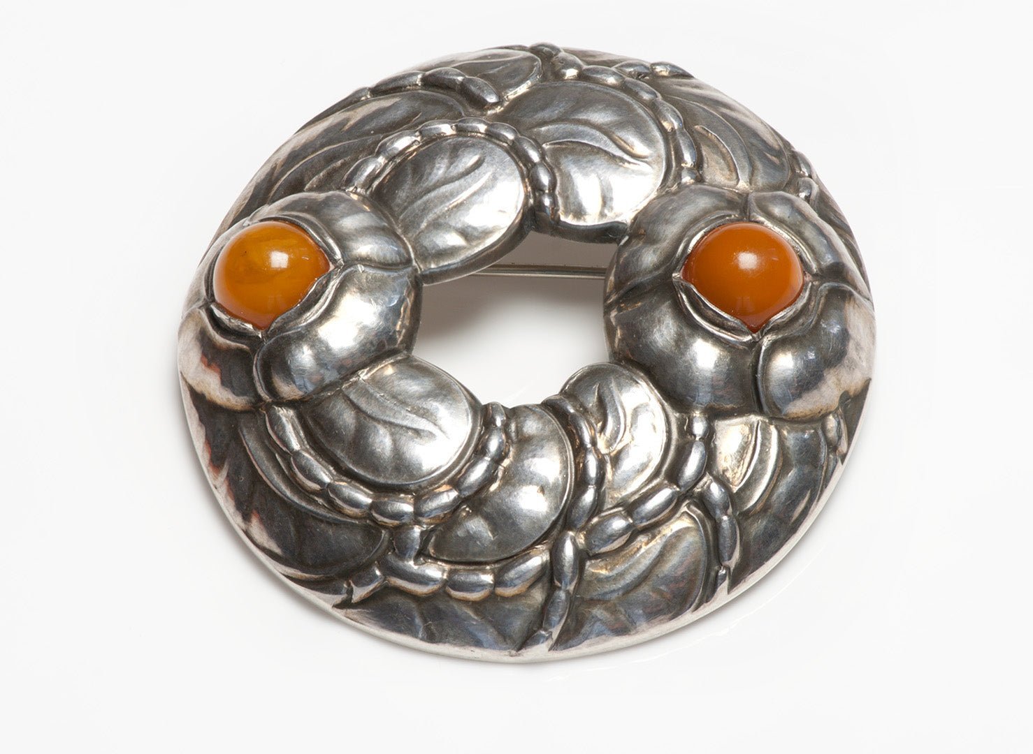 Georg Jensen Sterling Amber Brooch # 42