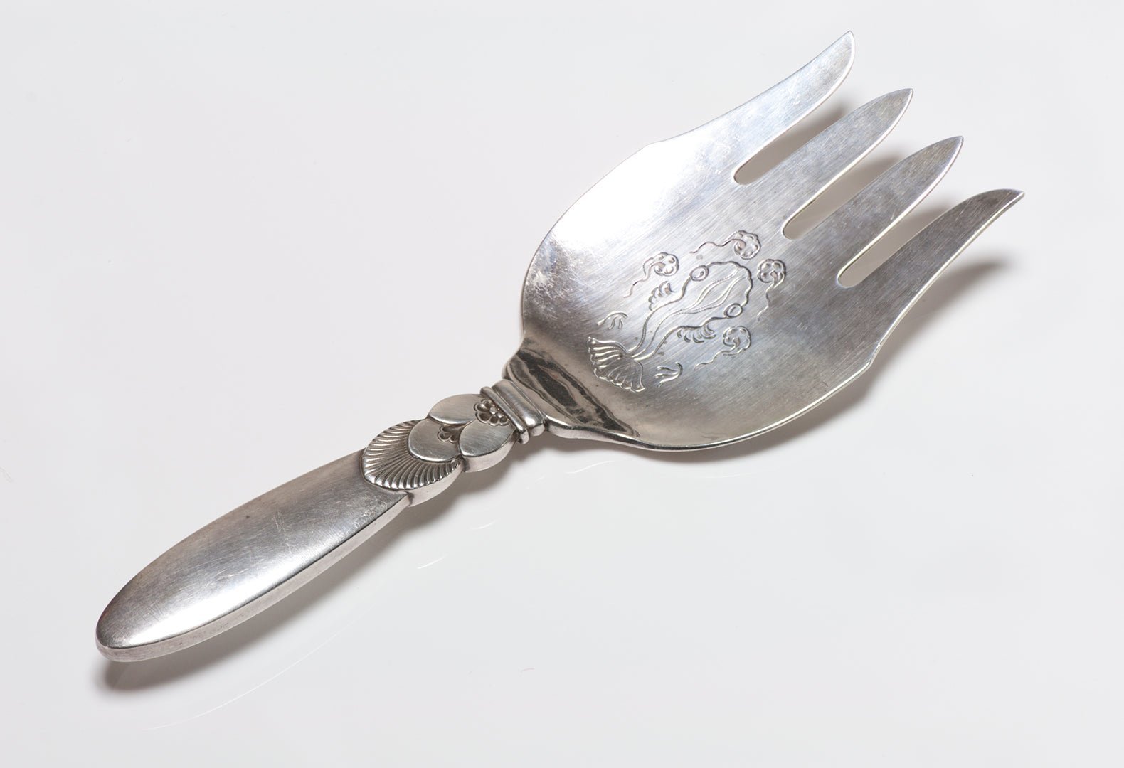 Georg Jensen Sterling Cactus Pattern Fish Server