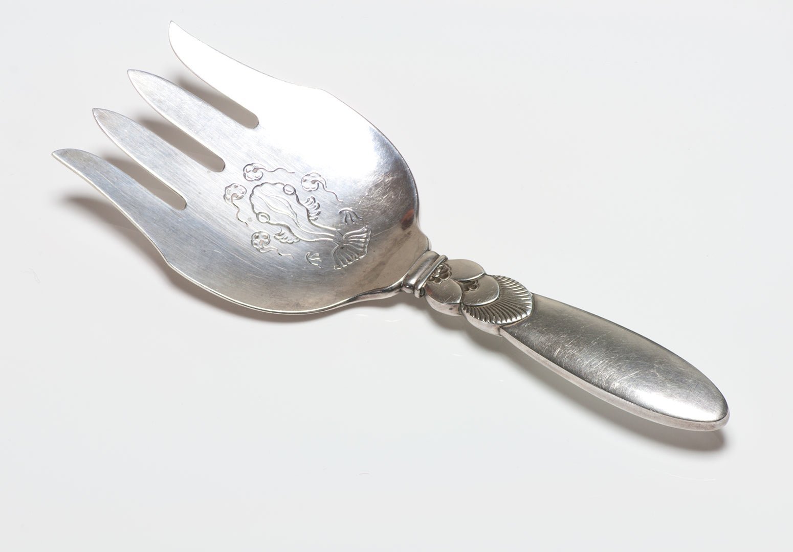 Georg Jensen Sterling Cactus Pattern Fish Server