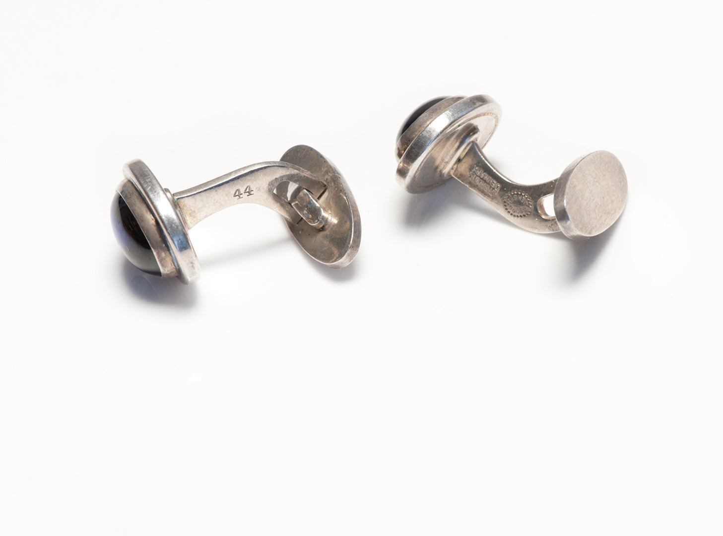 Georg Jensen Sterling Silver Synthetic Sapphire Cufflinks 44