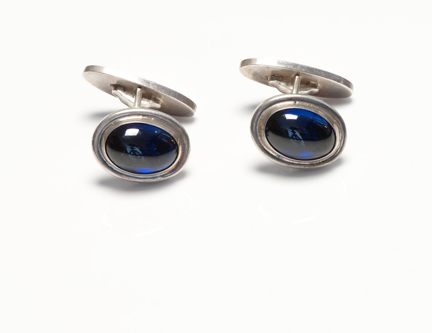 Georg Jensen Sterling Silver Synthetic Sapphire Cufflinks 44