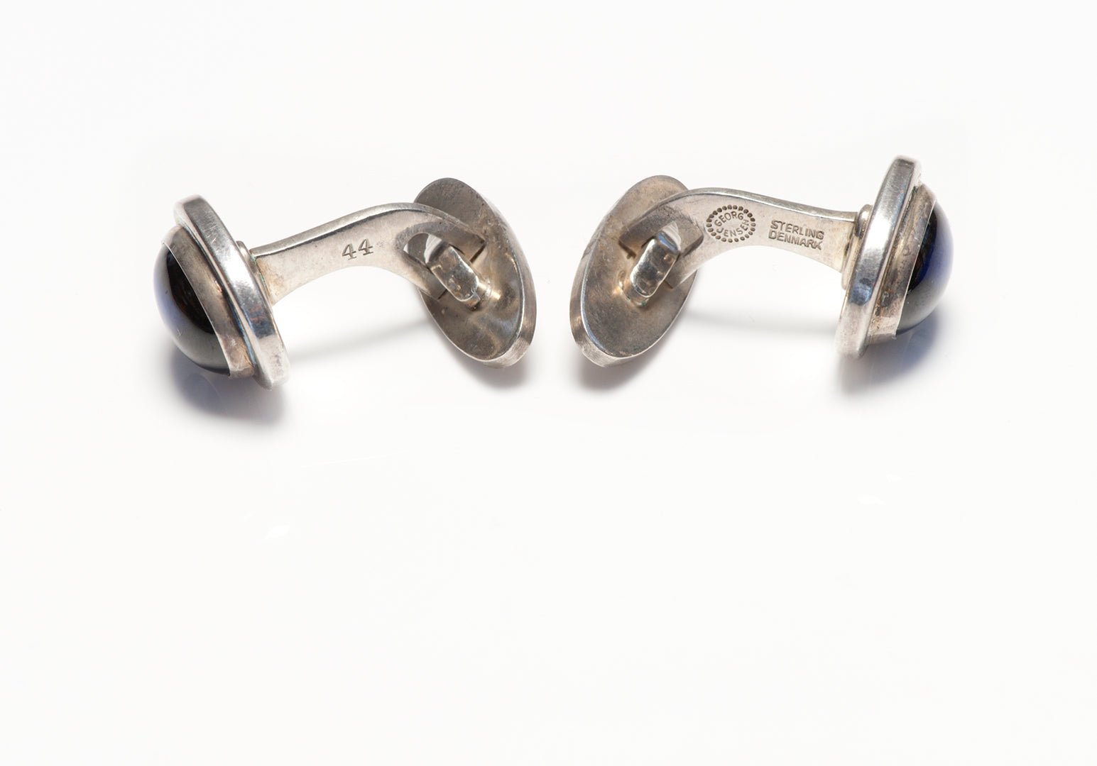Georg Jensen Sterling Silver Synthetic Sapphire Cufflinks 44